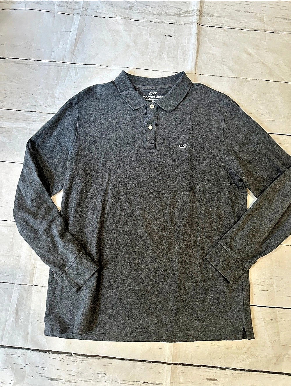 vineyard vines Men's Long-Sleeve Polo Shirt Dark Gray Men's Medium